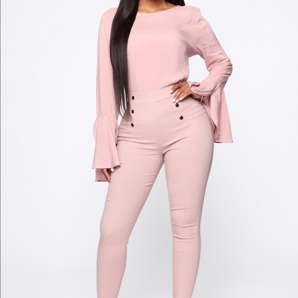 Mauve Pink Cute Chic Long Sleeve Blouse Top Shirt